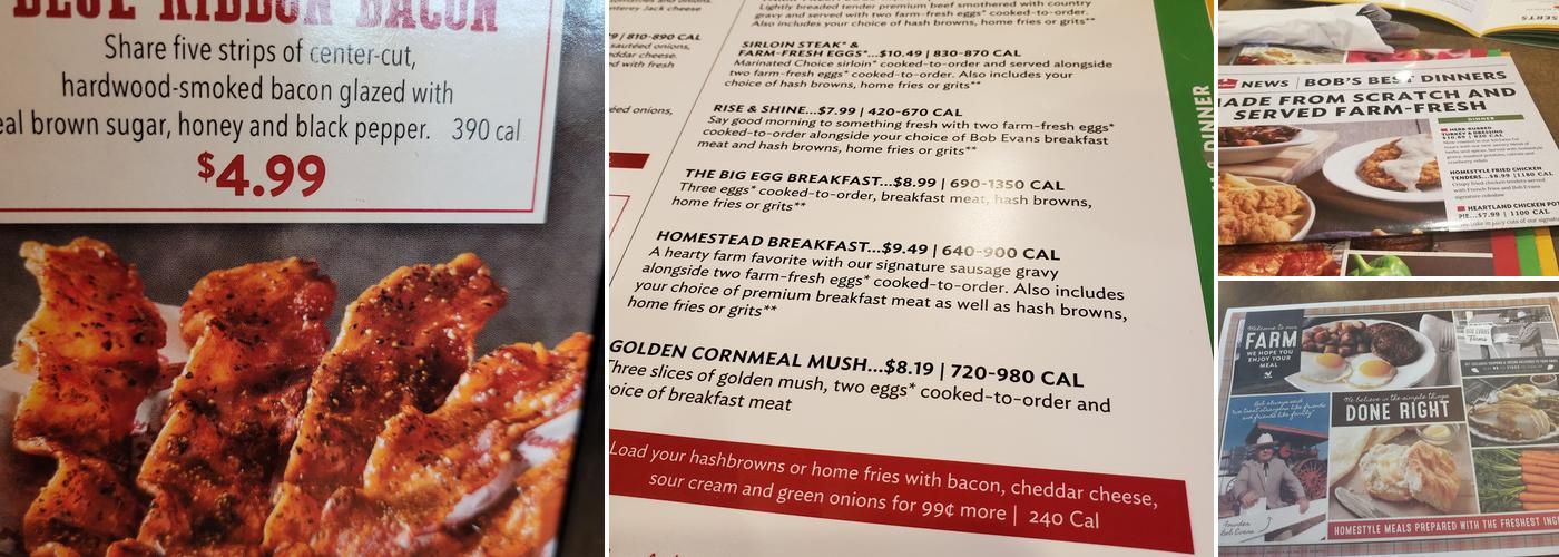 Bob Evans Menu