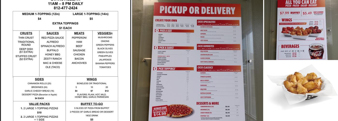 Cicis Pizza Menu
