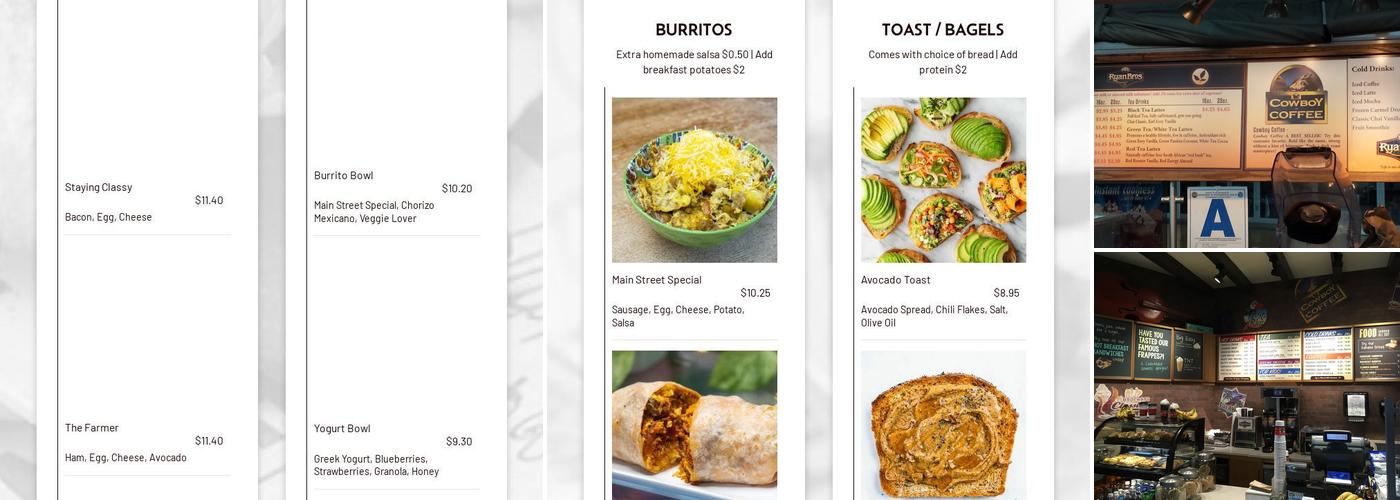 Ryan Bros Menu