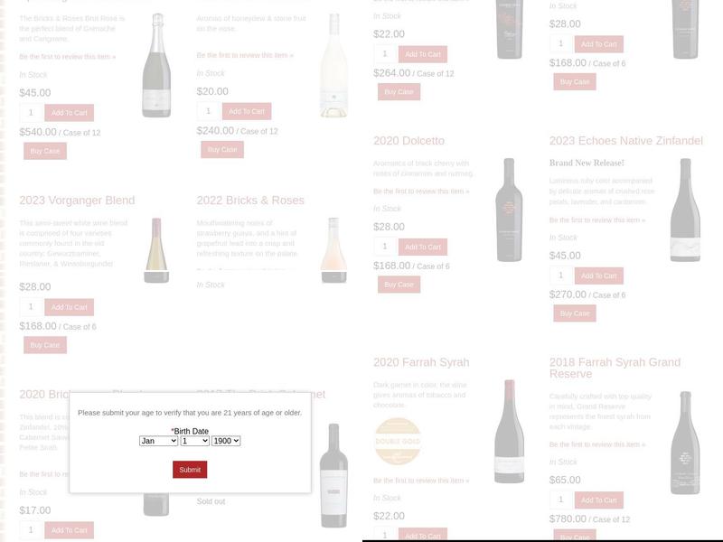 Klinker Brick Winery Menu