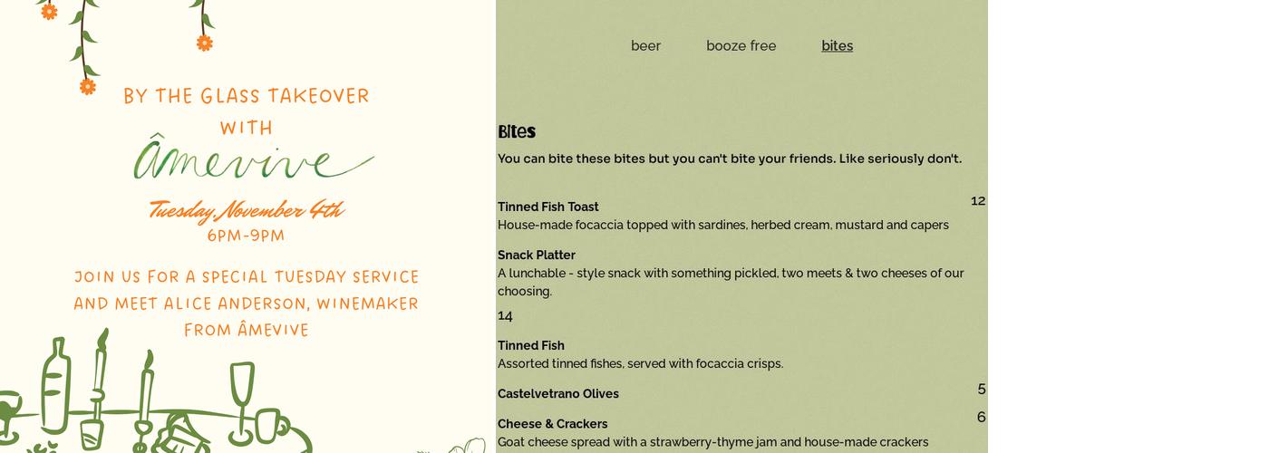 Zero/Zero Wine Bar Menu