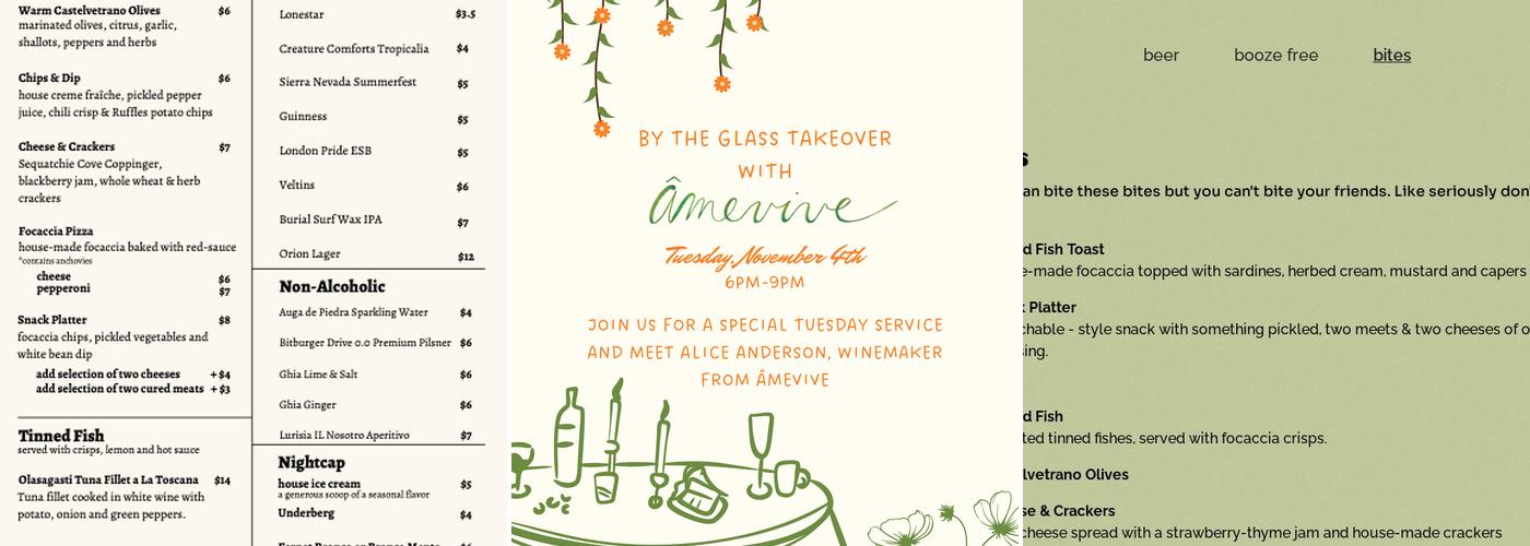 Zero/Zero Wine Bar Menu