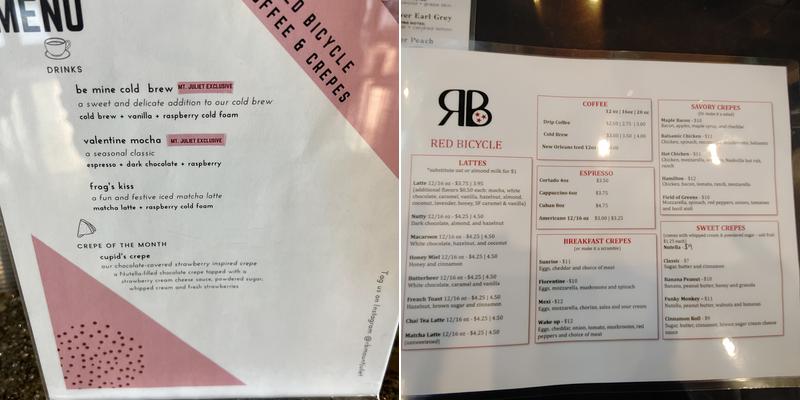 Red Bicycle Coffee Menu