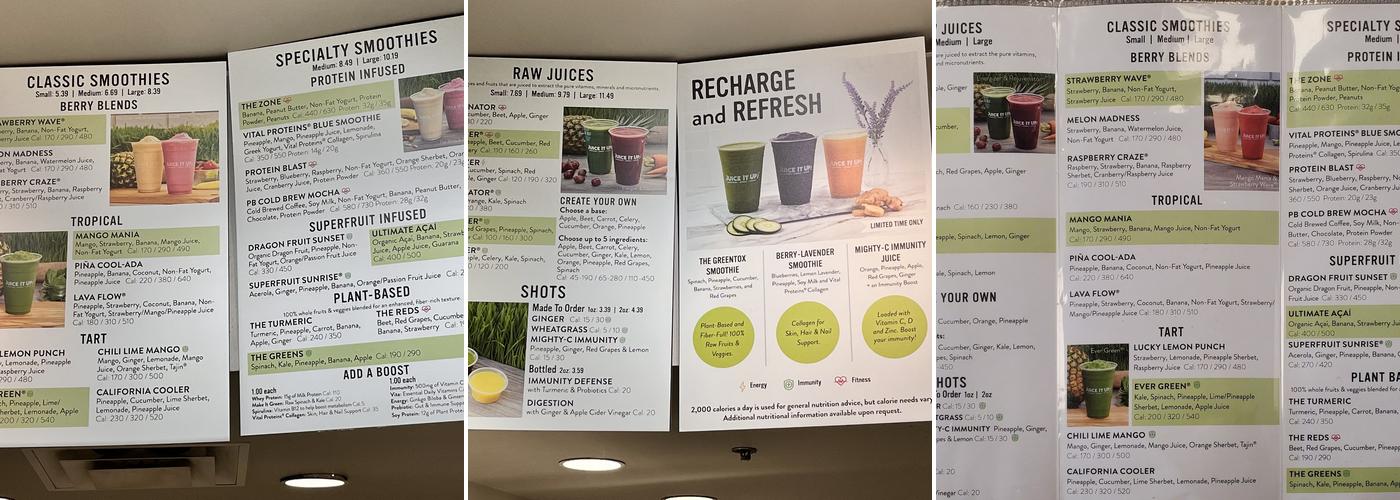 Juice It Up! Menu