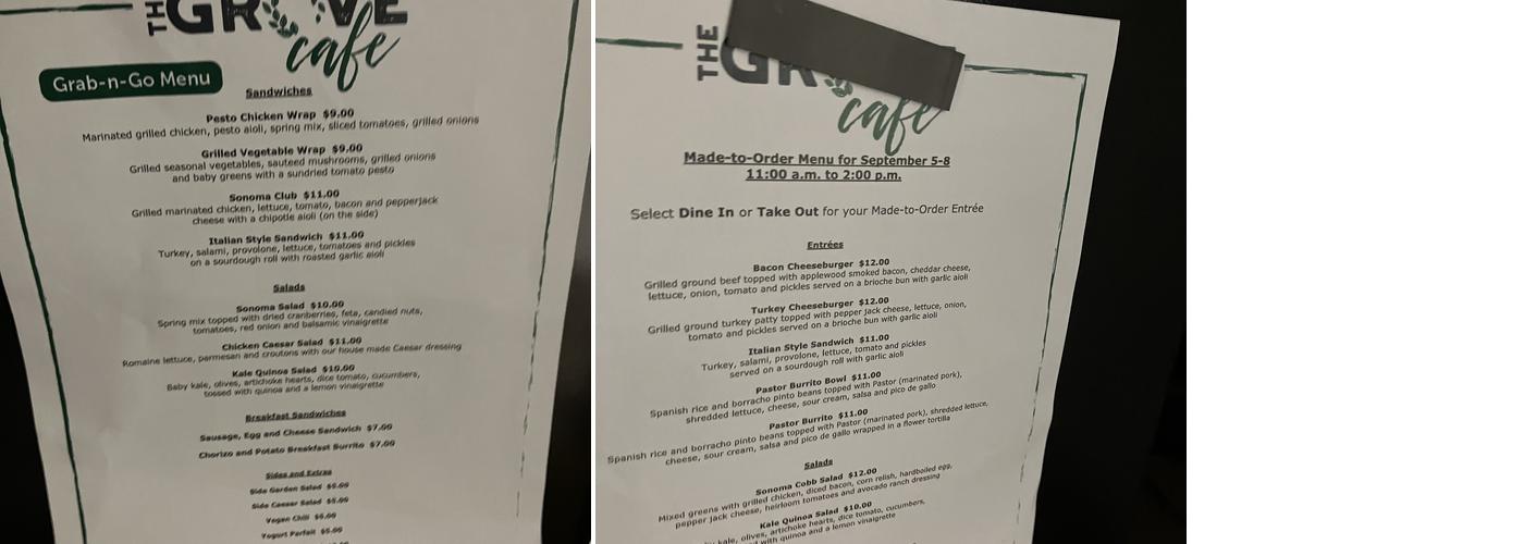 The Grove Cafe Menu