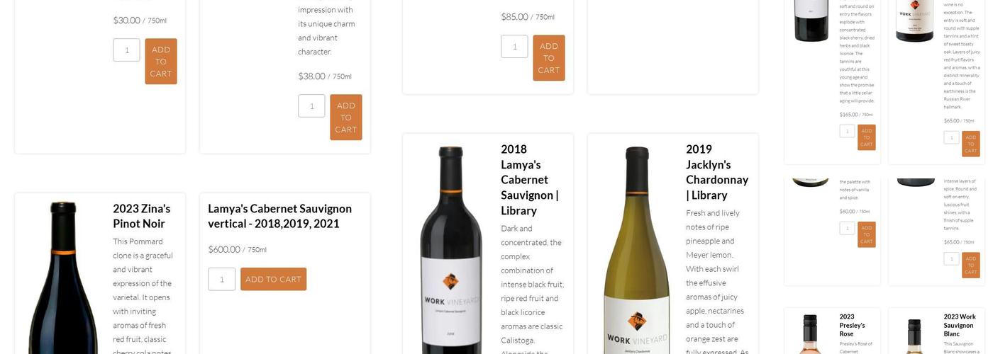 Work Vineyard Menu