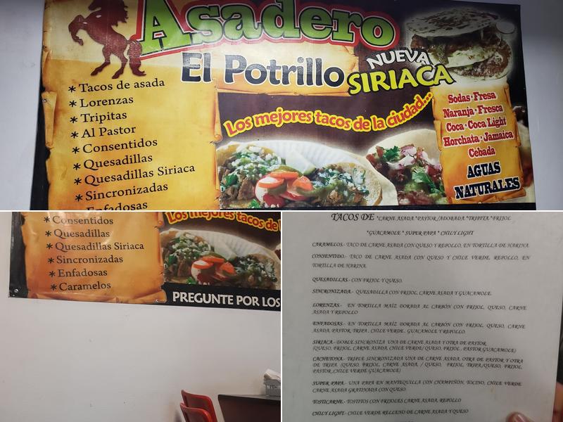 Asadero El Potrillo Menu