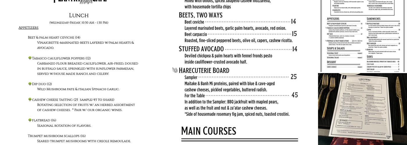 The Plantry Cafe Menu