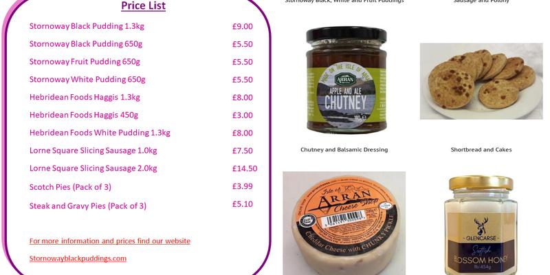 Stornoway Black Puddings Menu