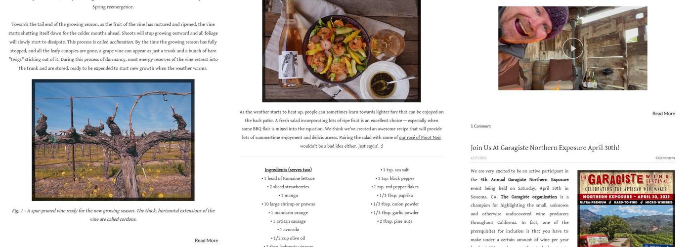 Ricci Vineyards | Carneros Menu