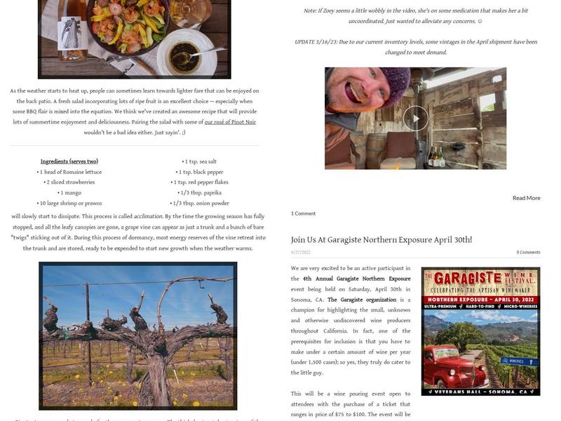 Ricci Vineyards | Carneros Menu