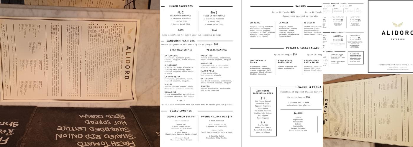 ALIDORO Menu