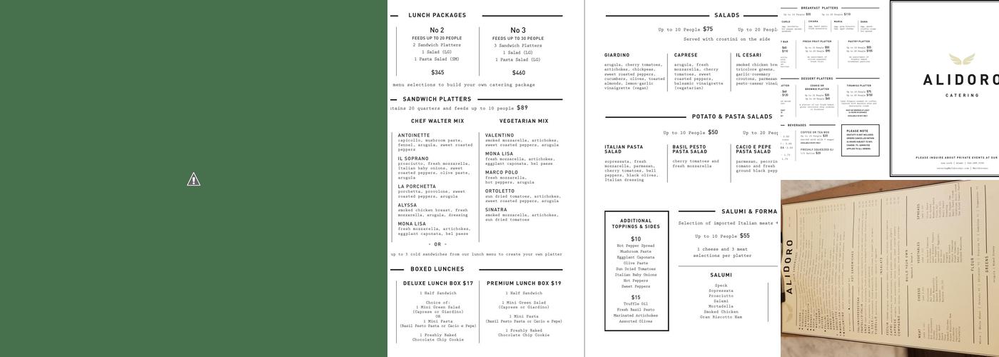 ALIDORO Menu