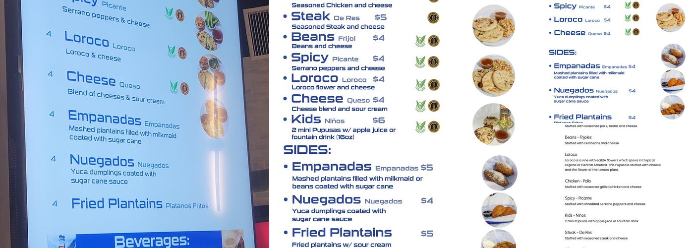 FiveO3 Pupusas Menu