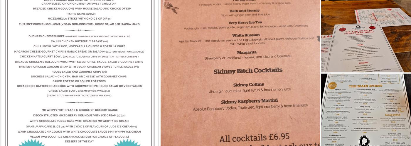 Duchess of Kirkcaldy Menu