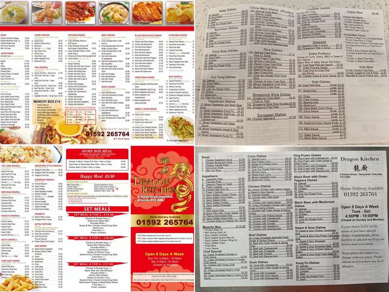 Dragon Kitchen Chinese Takeaway Menu