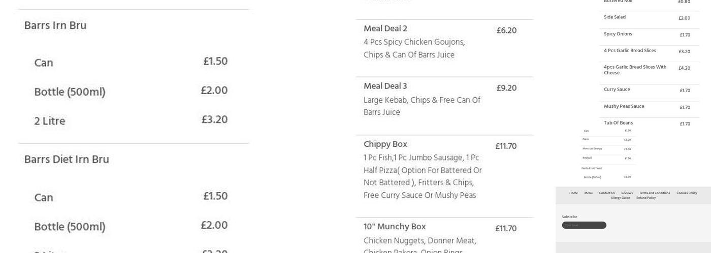 Pauls Fish and Chicken Bar Menu