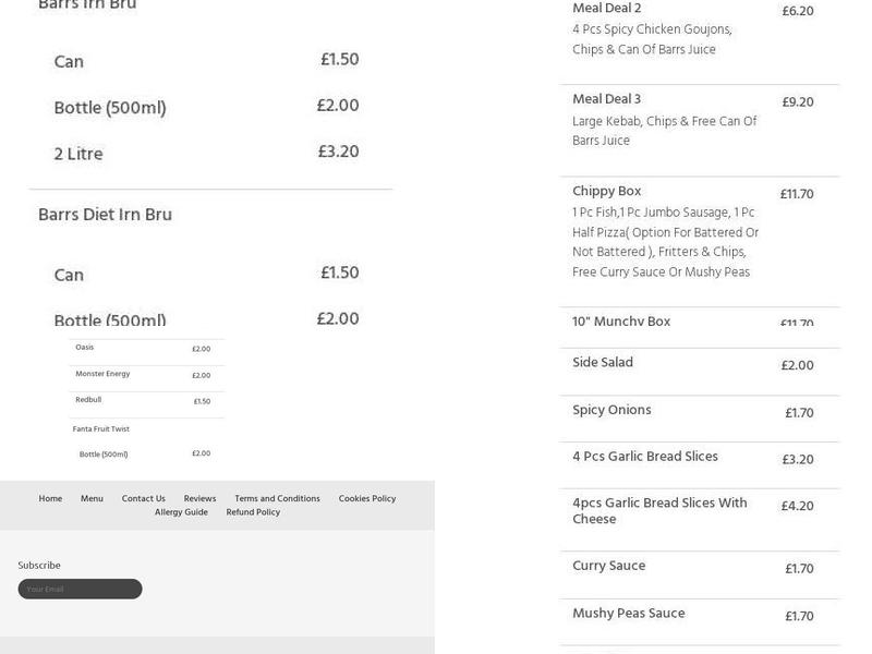 Pauls Fish and Chicken Bar Menu