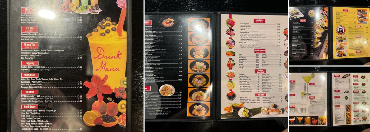 Kumamon Ramen Menu