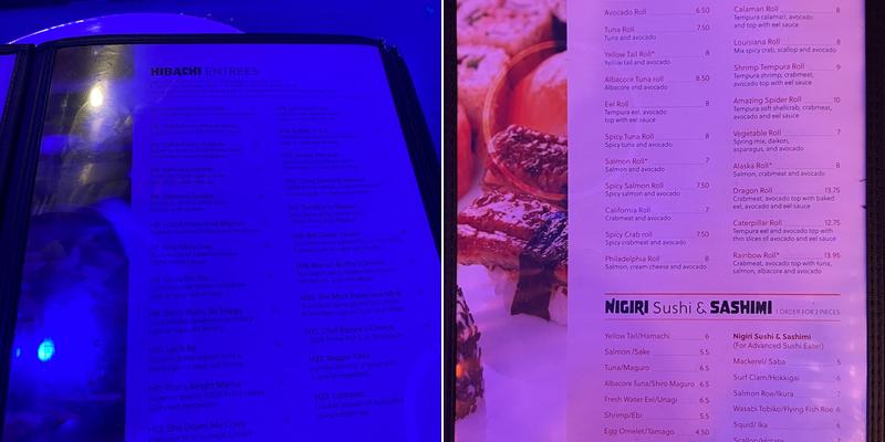 Crazy Samurai Menu