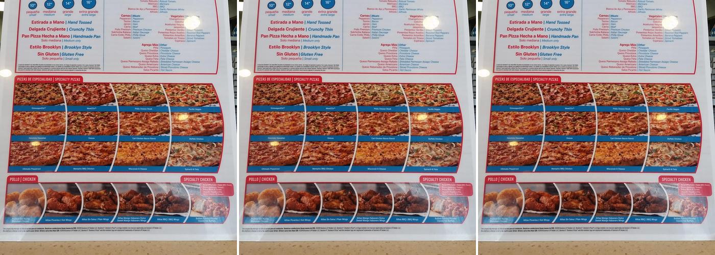 Domino's Pizza Menu