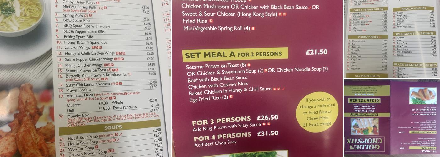 Golden Chopstix Menu