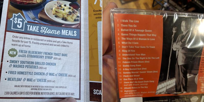 Cracker Barrel Old Country Store Menu