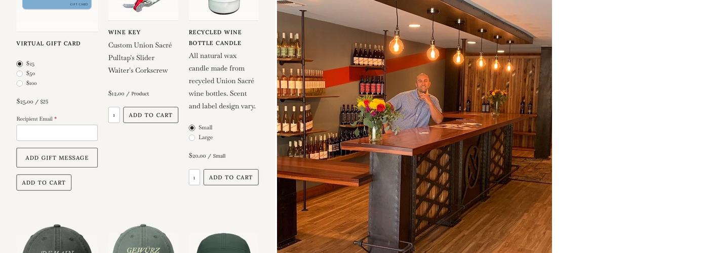 Union Sacre Winery Menu
