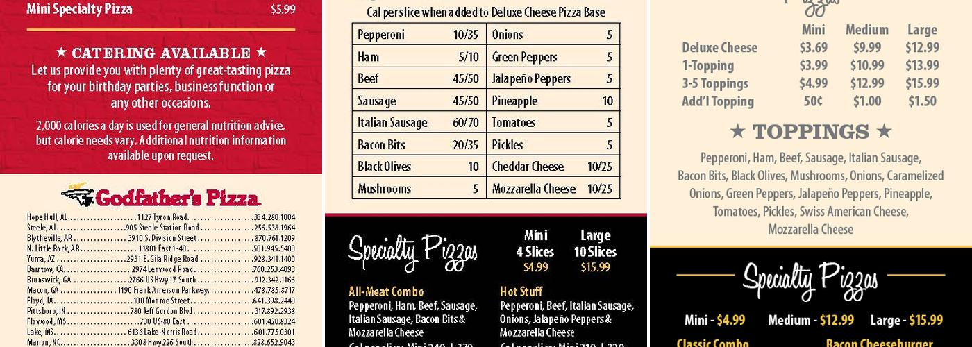 Godfather's Pizza Express Menu