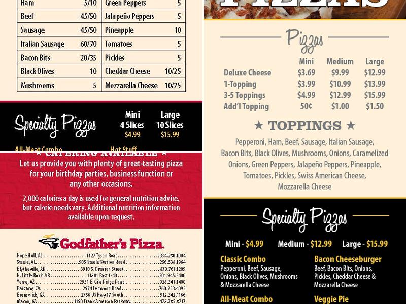 Godfather's Pizza Express Menu
