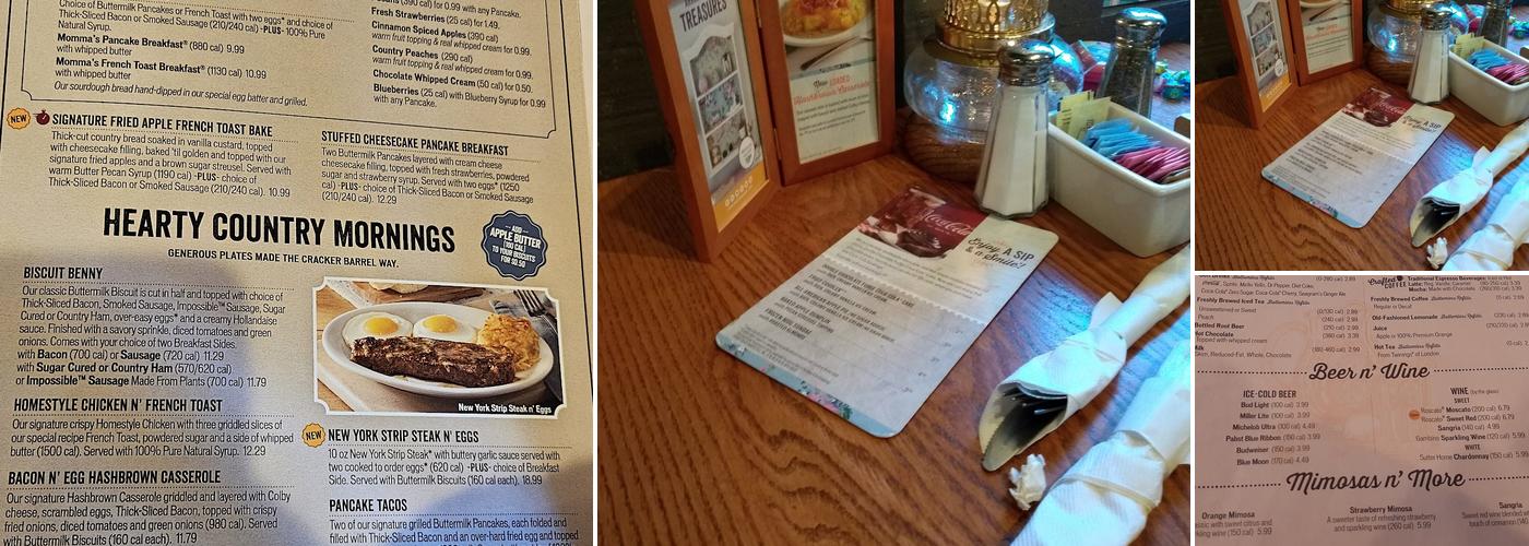 Cracker Barrel Old Country Store Menu