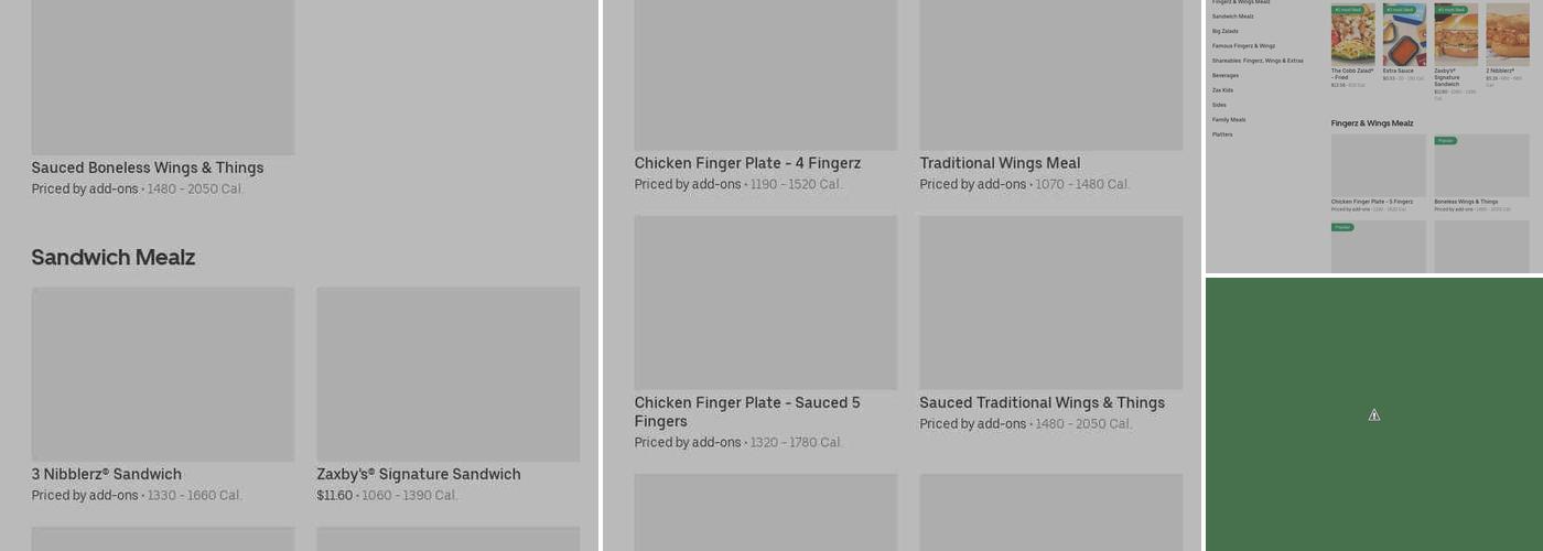 Zaxbys Chicken Fingers & Buffalo Wings Menu