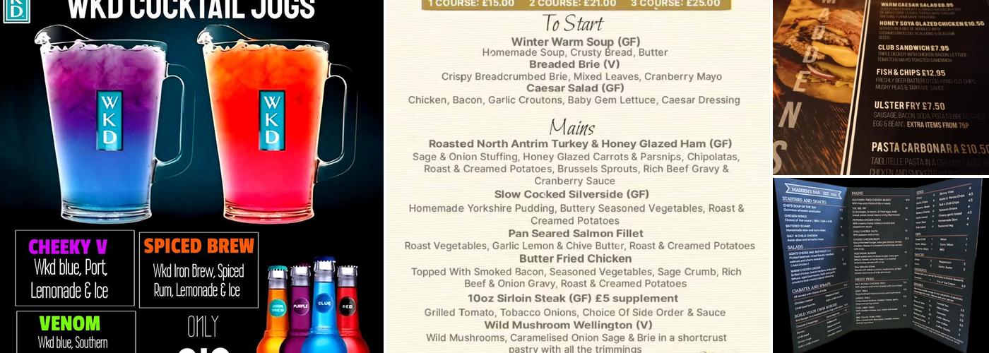 Maddens Bar & Restaurant Menu