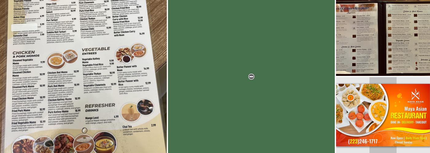 Maya Asian Restaurant Menu