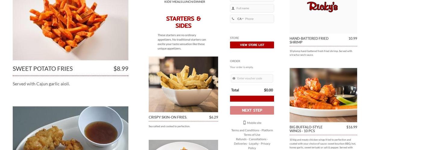 Ricky's All Day Grill - Camrose Menu