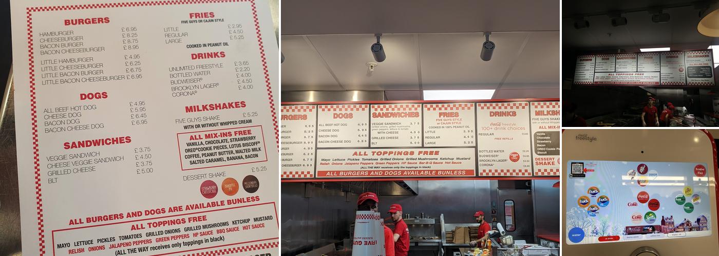 Five Guys Birmingham Bullring Menu