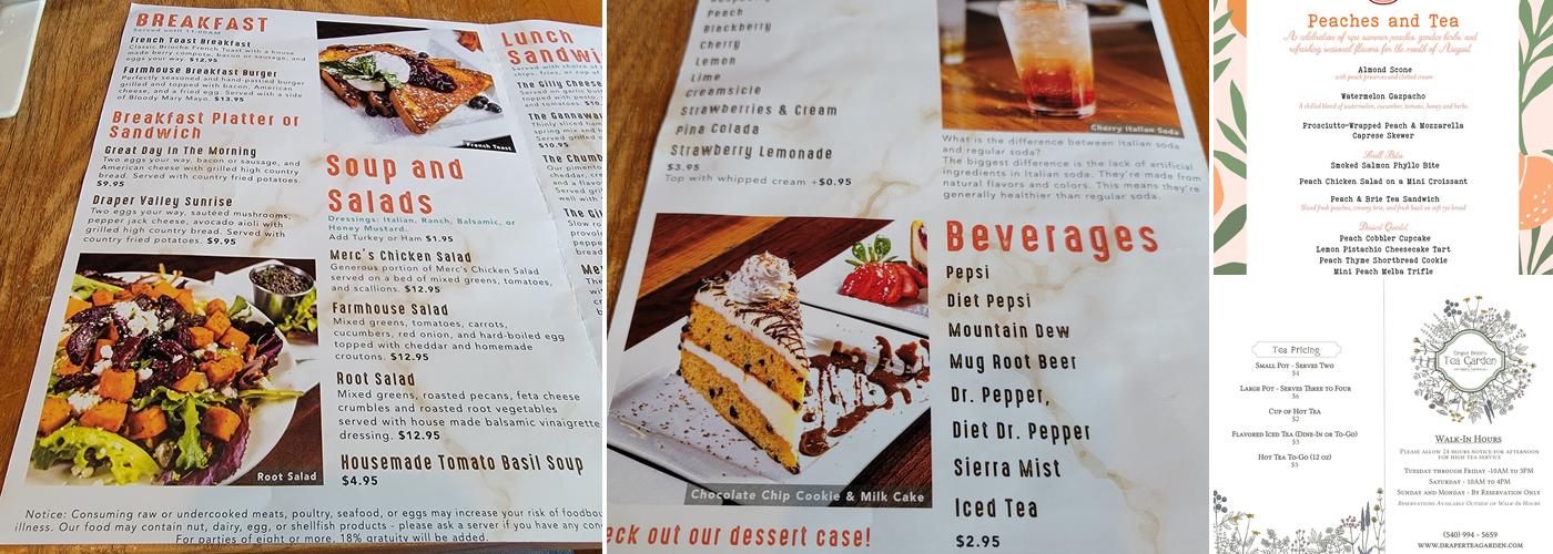 Draper Blooms Tea Garden Menu