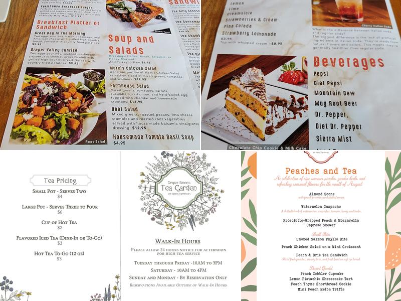 Draper Blooms Tea Garden Menu