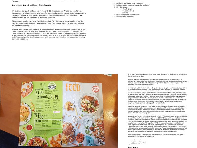 Premier Inn Carrickfergus hotel Menu