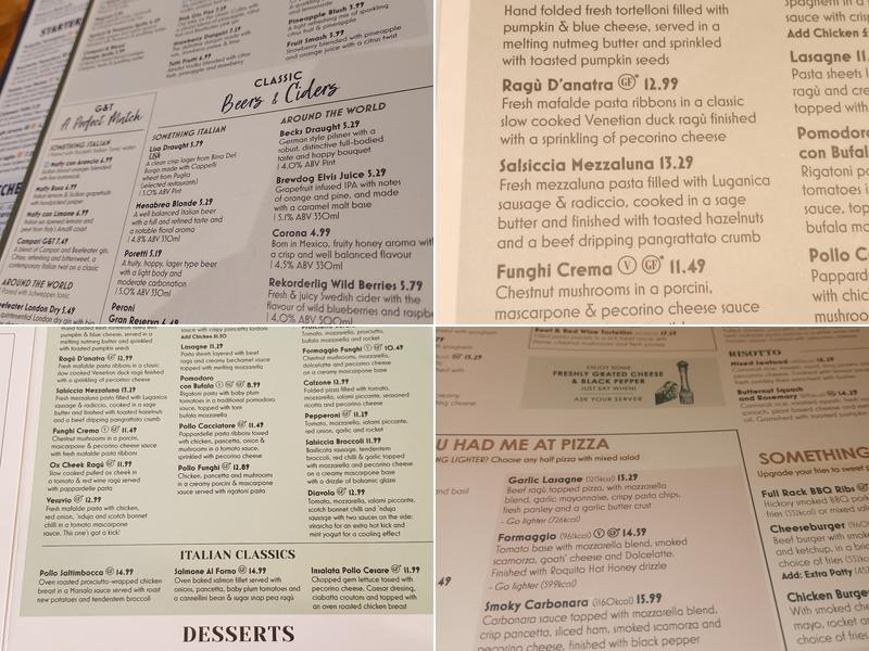 Bella Italia - Birmingham Menu
