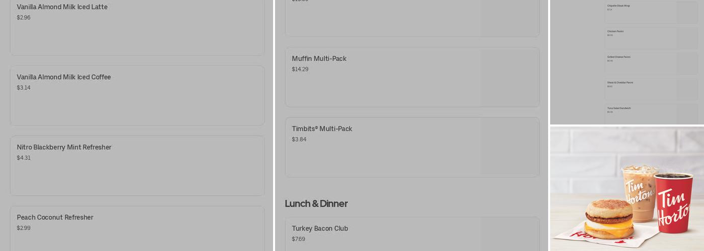 Tim Hortons Menu