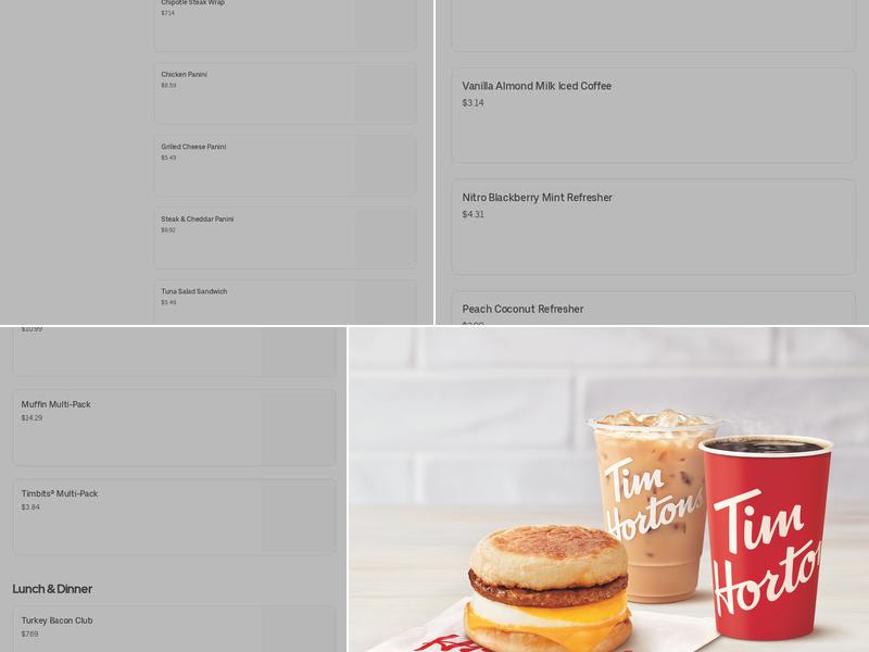 Tim Hortons Menu