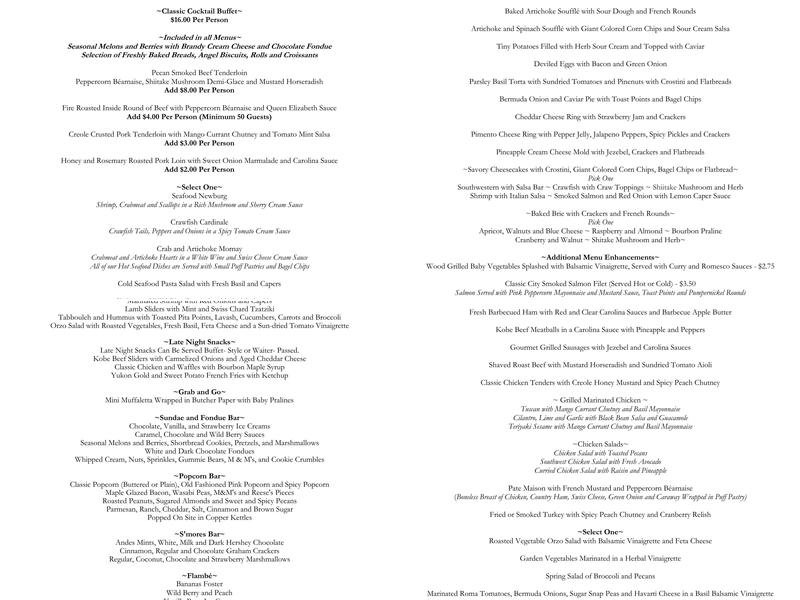 Classic City Catering Menu