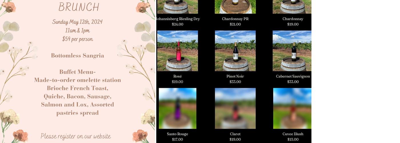 Sand Castle Winery Menu