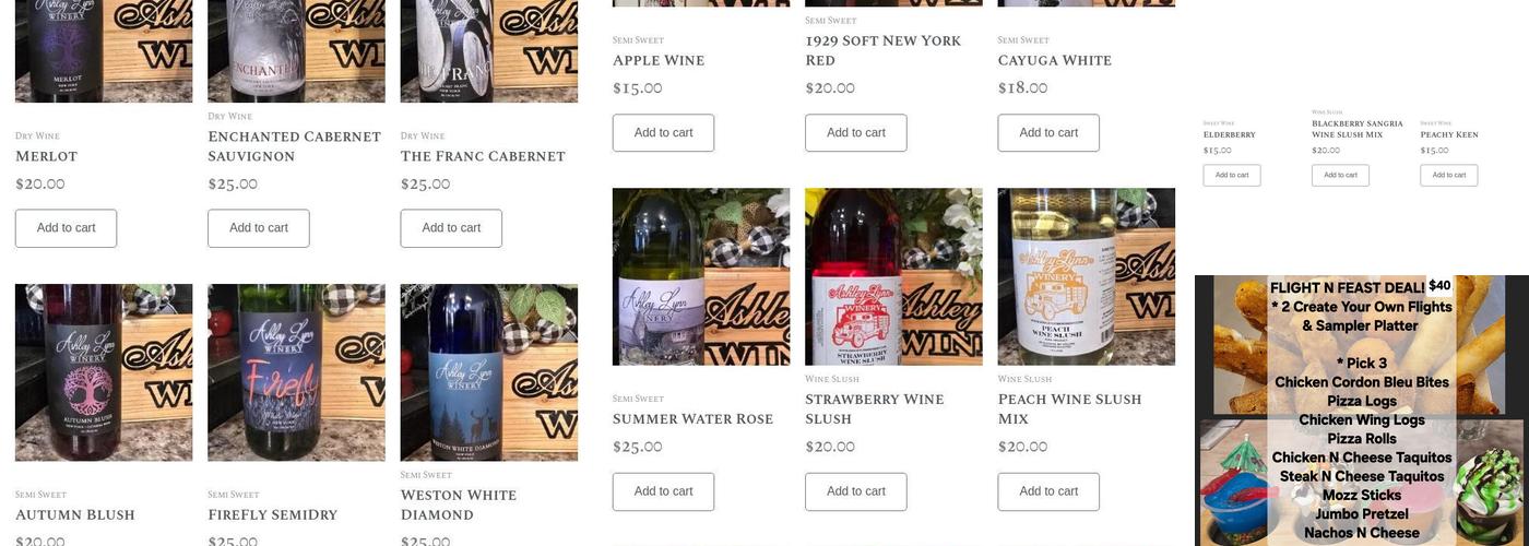 Ashley Lynn Winery Menu