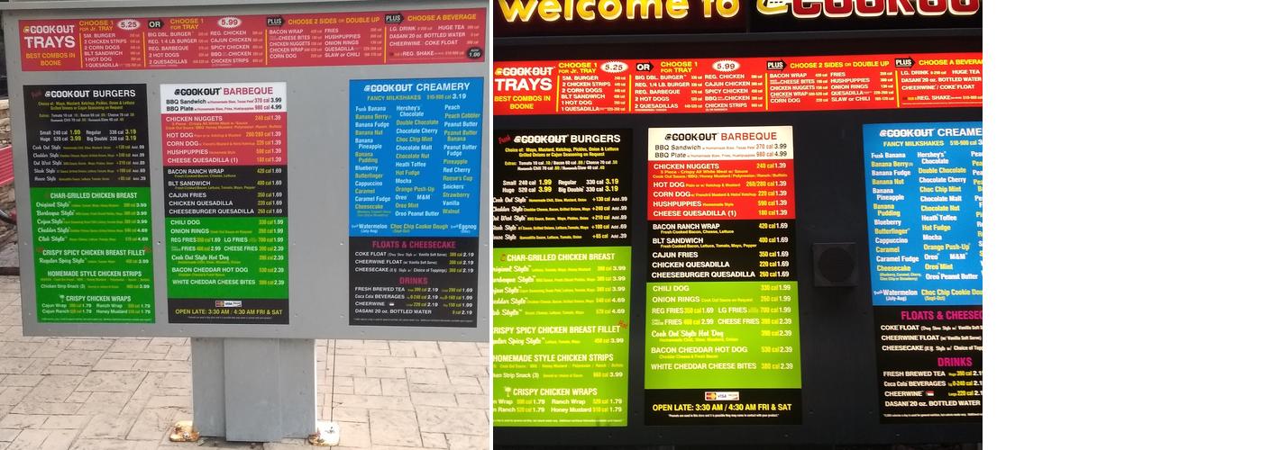 Cook Out Menu