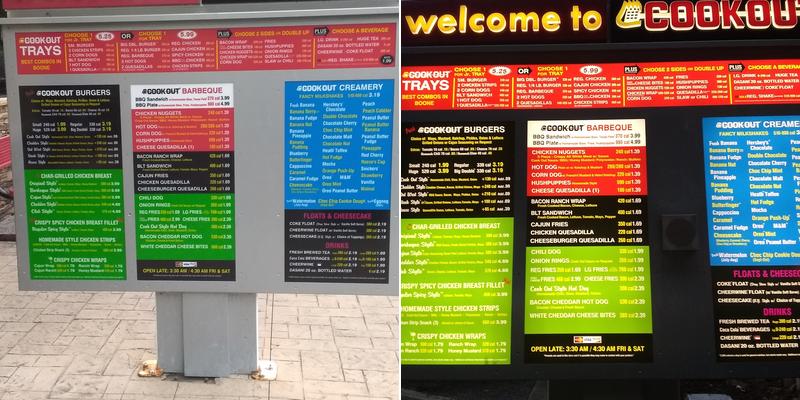 Cook Out Menu