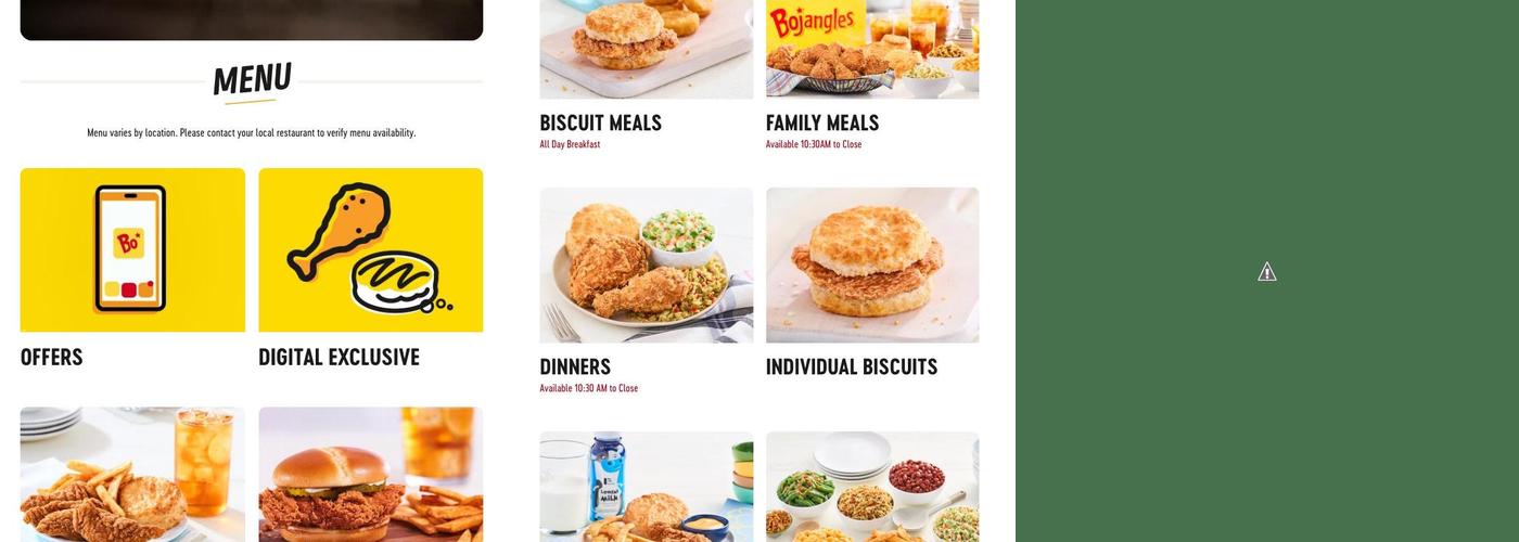 Bojangles Menu