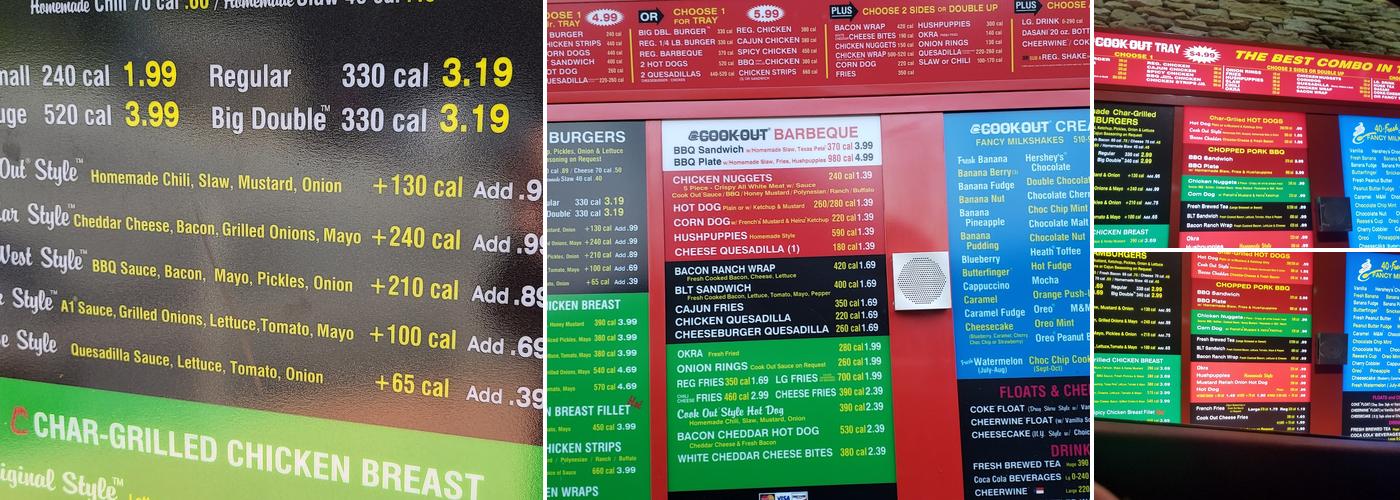 Cook Out Menu