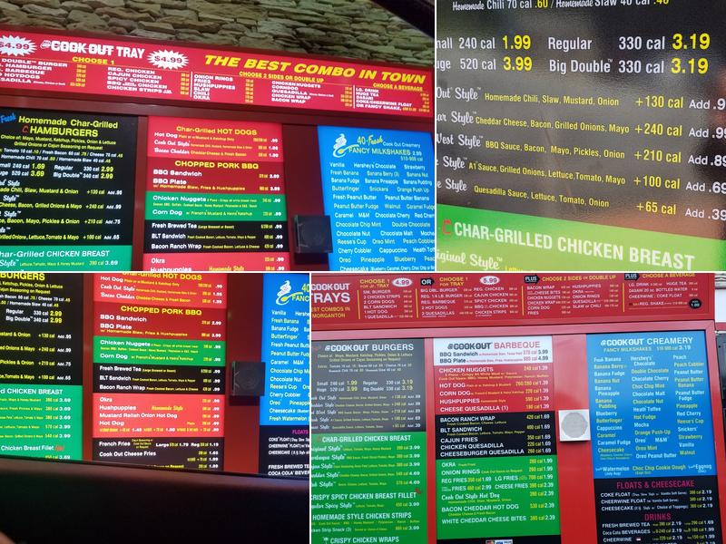 Cook Out Menu